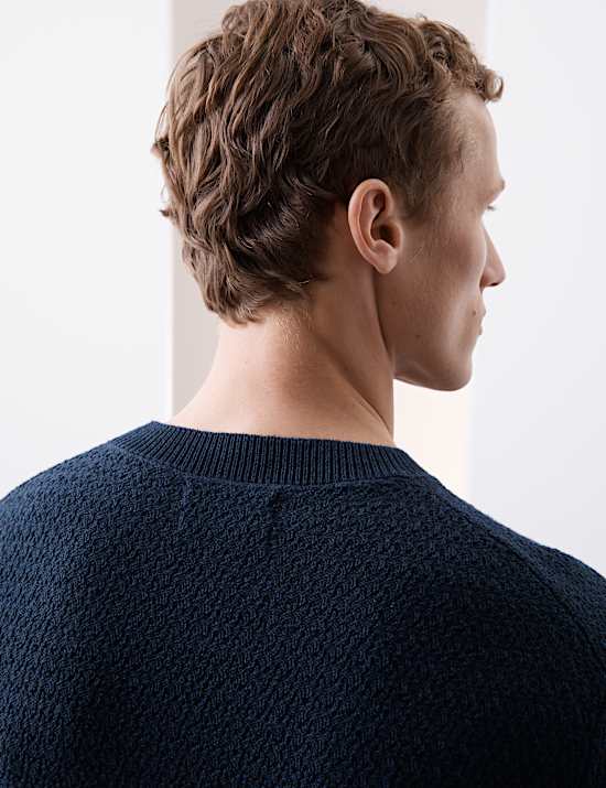 Linen Blend Textured Knitted T-Shirt