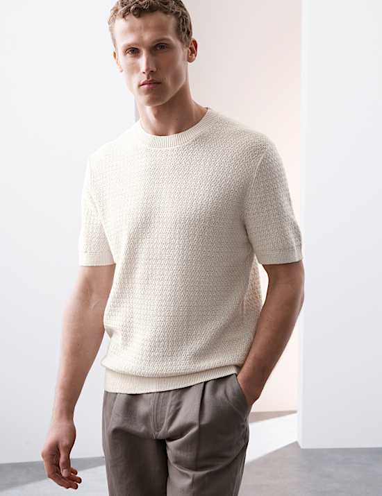 T-shirt en lin mélangé en maille texturée