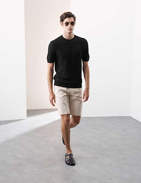 T-shirt en lin mélangé en maille texturée