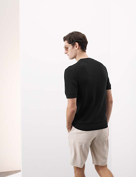 T-shirt en lin mélangé en maille texturée