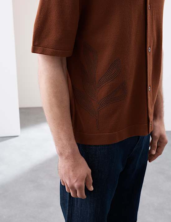 Polo brod&eacute; en maille &agrave; manches courtes