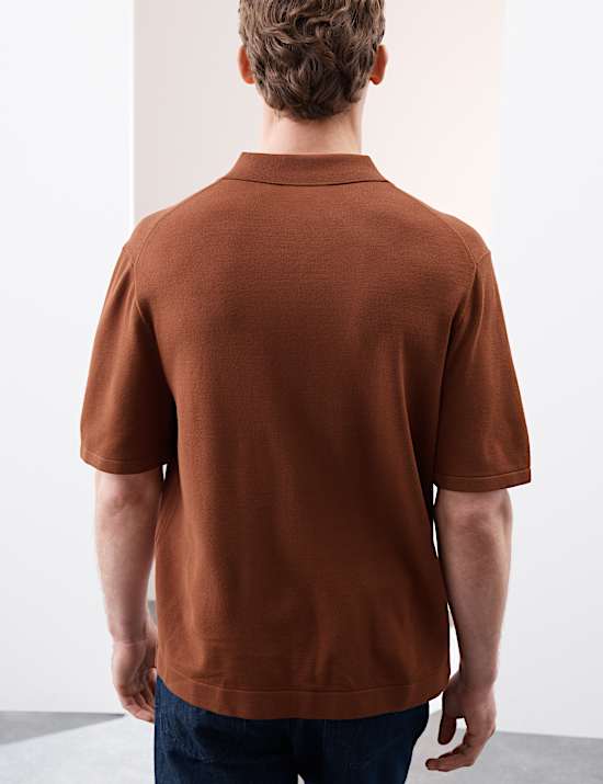 Polo brod&eacute; en maille &agrave; manches courtes