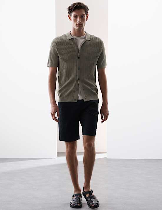 Πλεκτή μπλούζα πόλο με ανάγλυφη υφή και υψηλή περιεκτικότητα σε βισκόζη