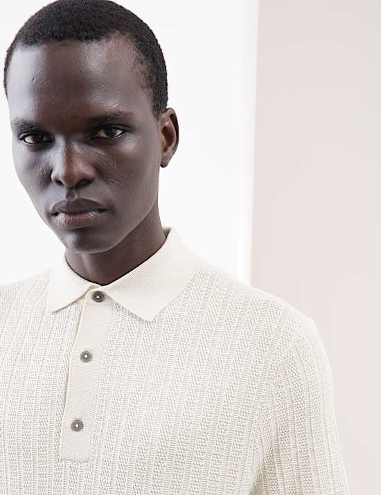 Textured  Viscose Rich Knitted Polo Shirt