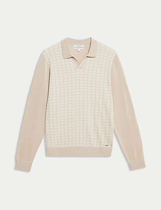 Polo de punto geom&eacute;trico de algod&oacute;n mercerizado