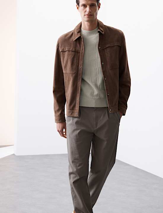 Mercerised Cotton Geometric Texture Knitted T-Shirt