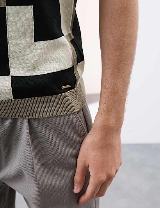 Polo en maille de coton merceris&eacute; &agrave; col ouvert