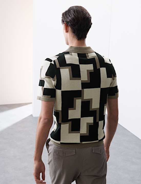 Polo en maille de coton merceris&eacute; &agrave; col ouvert