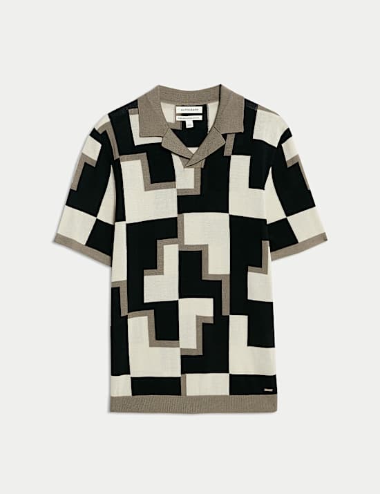 Polo en maille de coton merceris&eacute; &agrave; col ouvert