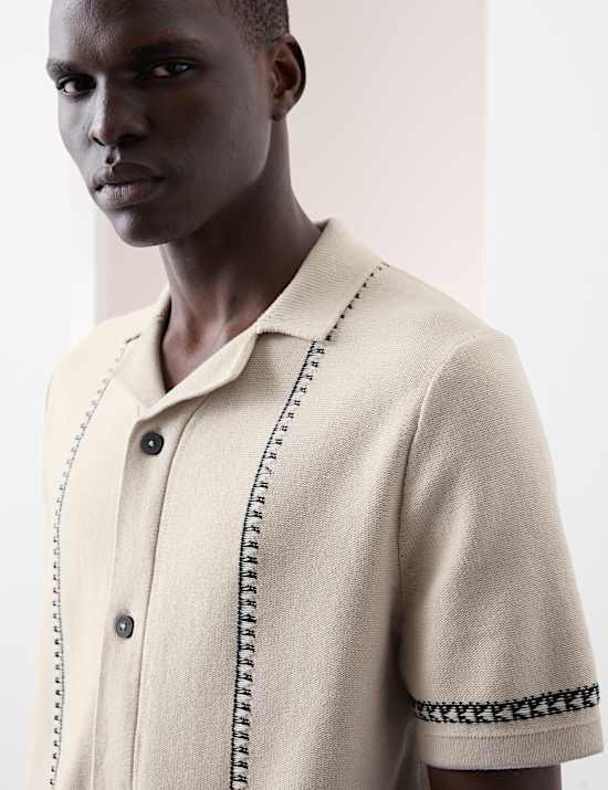 Polo en maille 100 % coton &agrave; col cubain