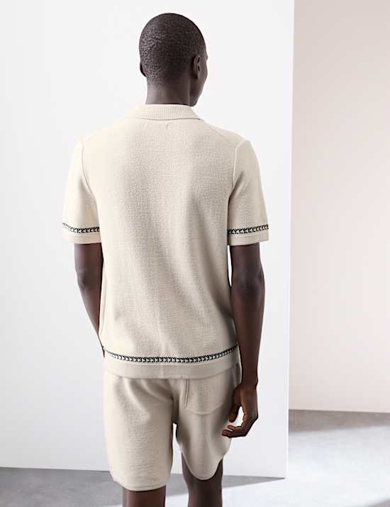 Polo en maille 100 % coton &agrave; col cubain