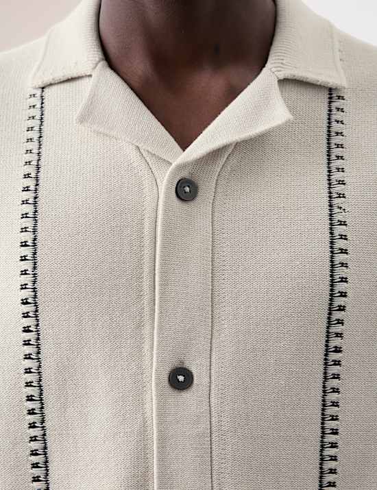 Polo en maille 100 % coton &agrave; col cubain