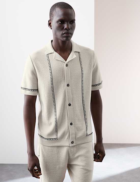 Polo en maille 100 % coton &agrave; col cubain