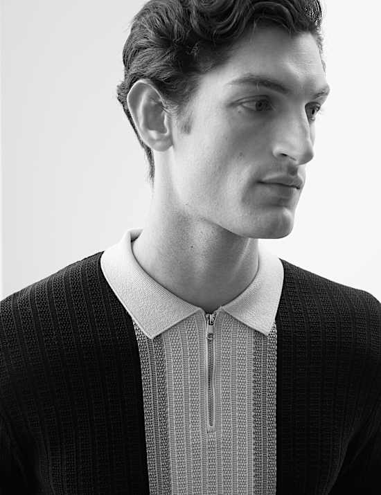 Polo en maille de coton merceris&eacute; color block