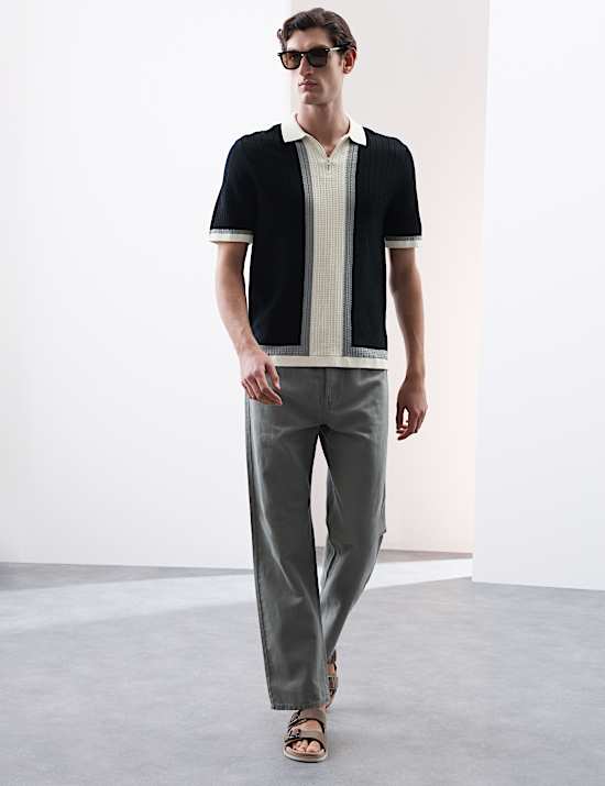 Polo en maille de coton merceris&eacute; color block