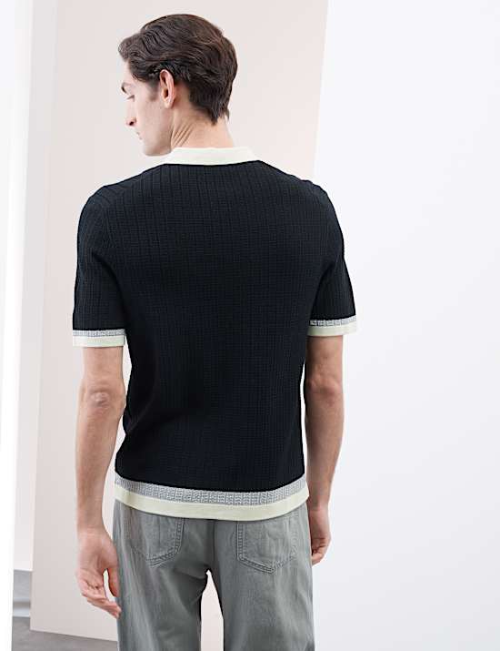 Polo en maille de coton merceris&eacute; color block