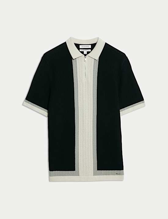 Polo en maille de coton merceris&eacute; color block