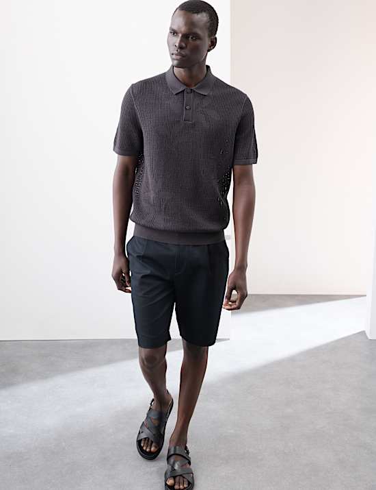 Zuiver katoenen tricot poloshirt met bloemendessin