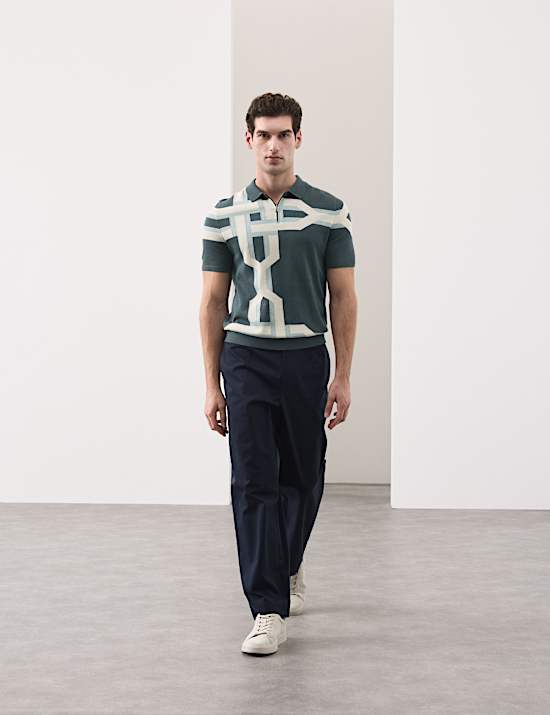 Mercerised Cotton Chain Print Knit Polo