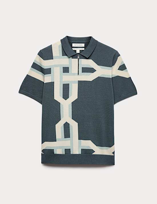 Mercerised Cotton Chain Print Knit Polo