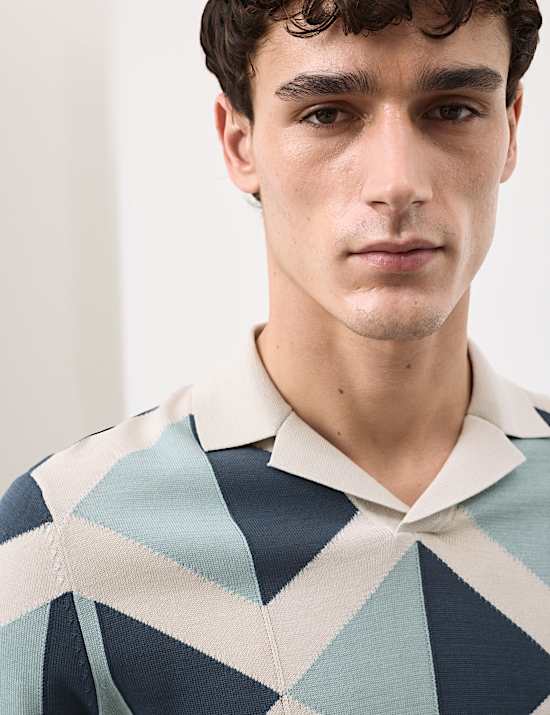 Mercerised Cotton Open Neck Knitted Polo Shirt