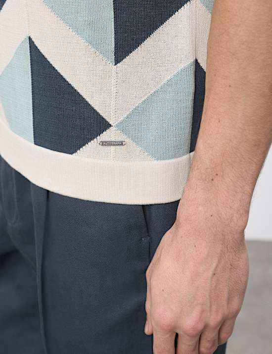 Mercerised Cotton Open Neck Knitted Polo Shirt