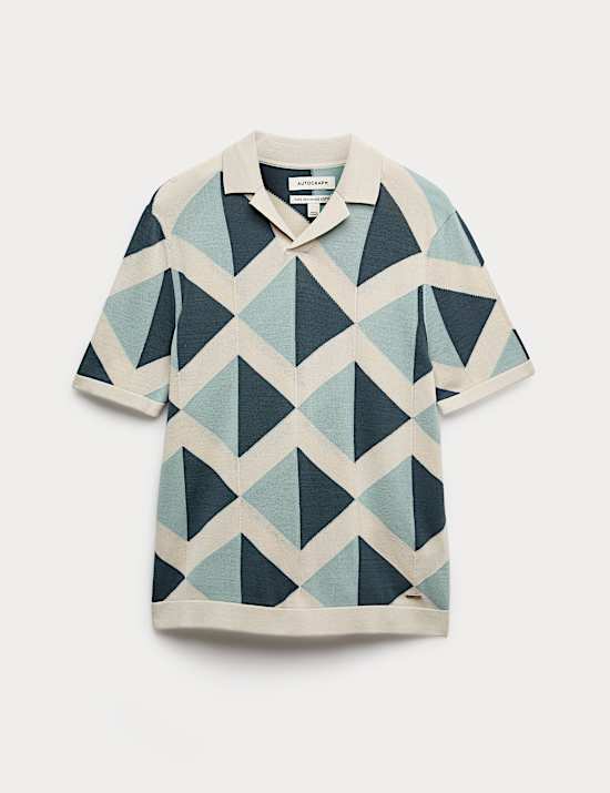 Mercerised Cotton Open Neck Knitted Polo Shirt