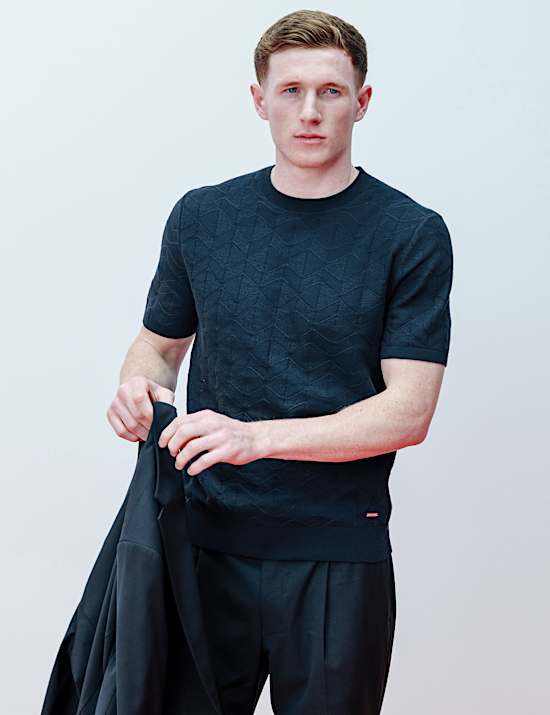 Mercerised Cotton Geometric Knitted T-shirt