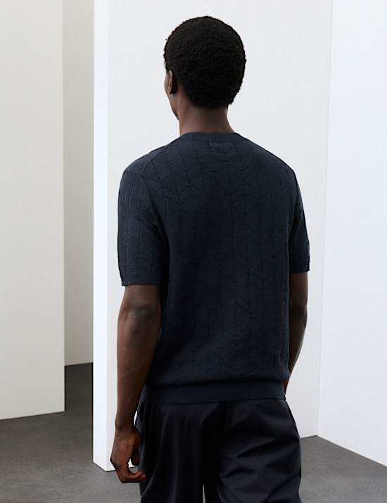 Mercerised Cotton Geometric Knitted T-shirt