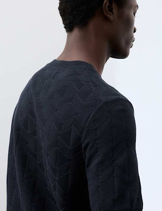 Mercerised Cotton Geometric Knitted T-shirt