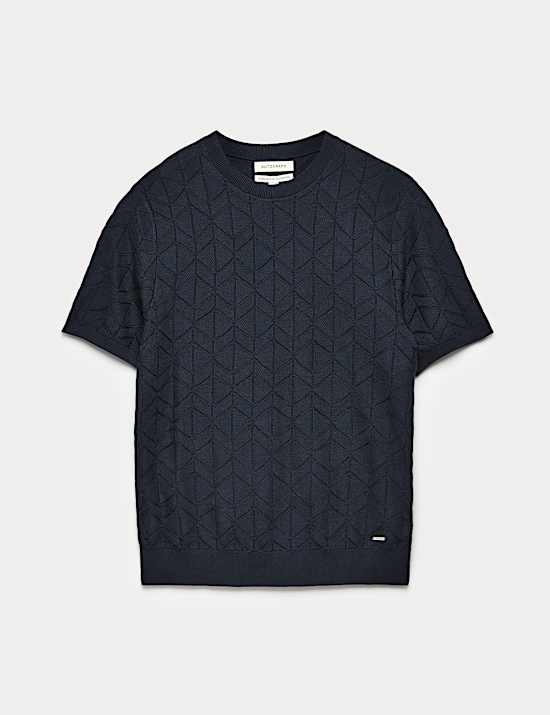 Mercerised Cotton Geometric Knitted T-shirt