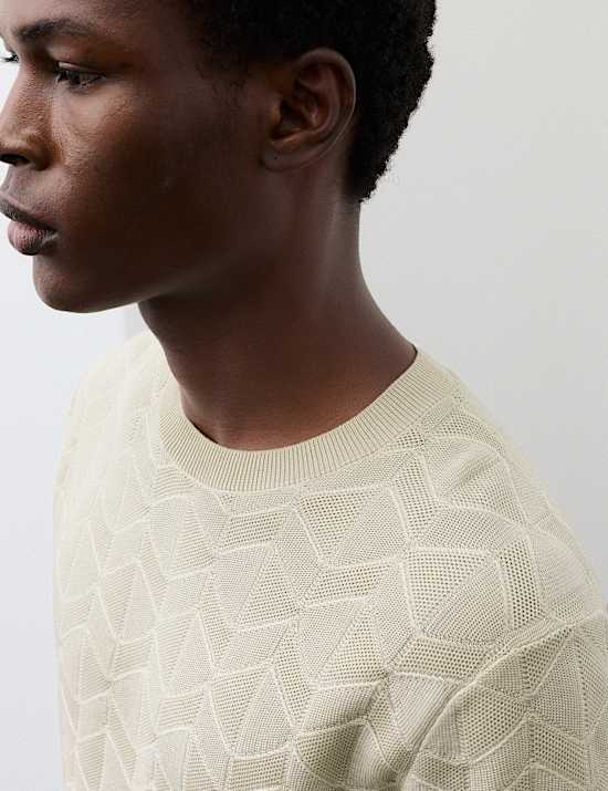 Mercerised Cotton Geometric Knitted T-shirt