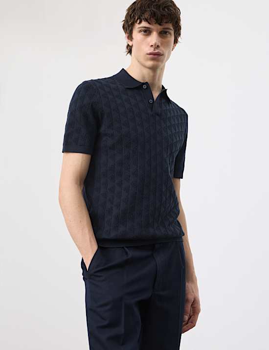 Mercerised Cotton Knitted Polo Shirt