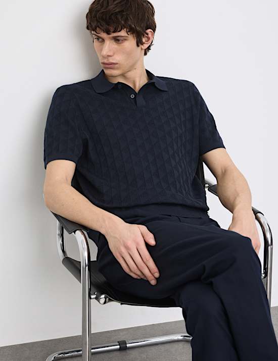 Mercerised Cotton Knitted Polo Shirt