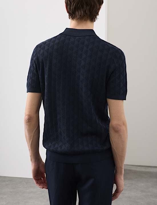 Mercerised Cotton Knitted Polo Shirt