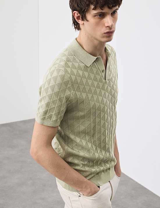 Mercerised Cotton Knitted Polo Shirt