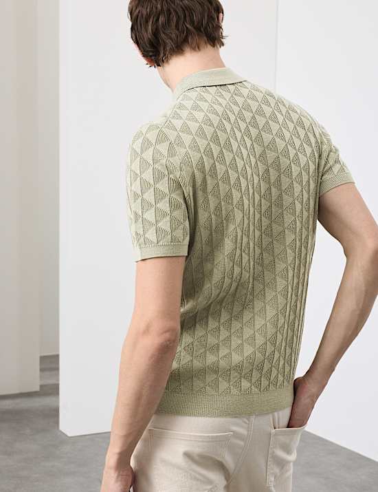 Mercerised Cotton Knitted Polo Shirt