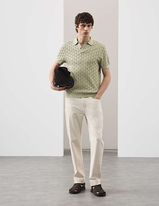 Mercerised Cotton Knitted Polo Shirt