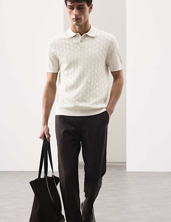 Mercerised Cotton Knitted Polo Shirt