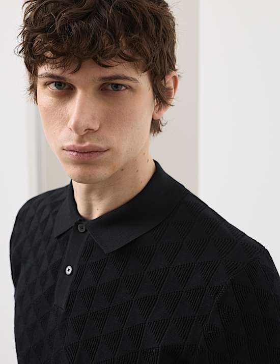 Mercerised Cotton Knitted Polo Shirt
