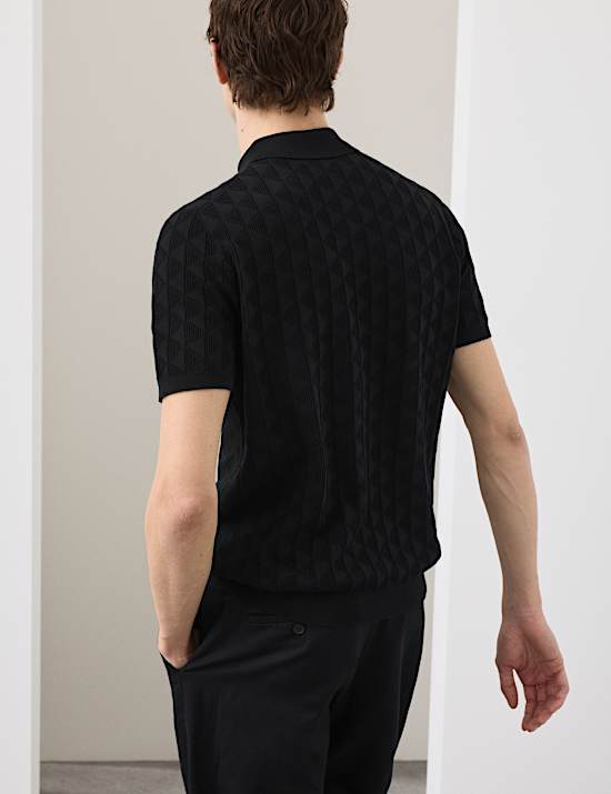 Mercerised Cotton Knitted Polo Shirt