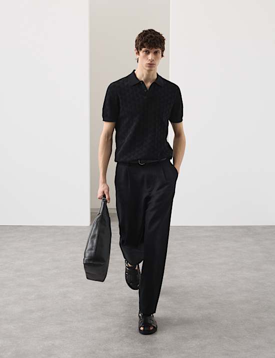 Mercerised Cotton Knitted Polo Shirt