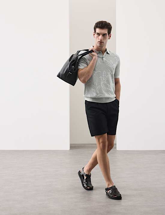 Pure Cotton Floral Pointelle Polo Shirt