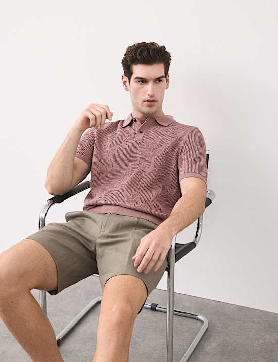 Pure Cotton Floral Pointelle Polo Shirt