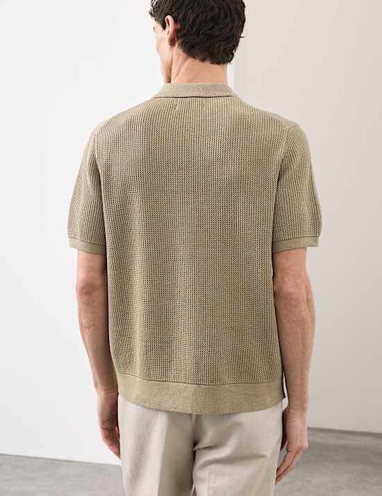 Kemeja Polo Rajut Katun Murni Motif Bunga