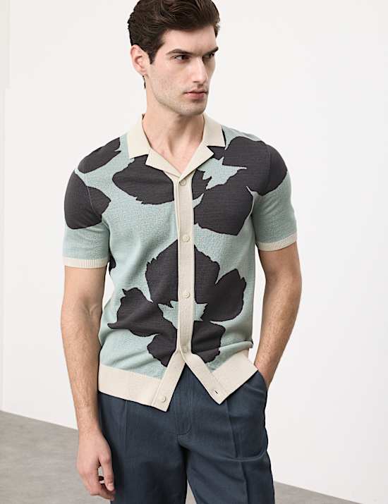 Pure Cotton Floral Button Through Polo