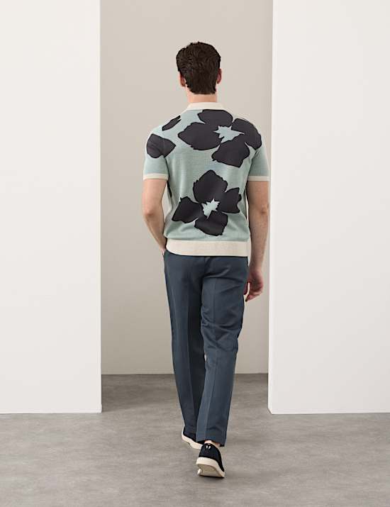 Pure Cotton Floral Button Through Polo