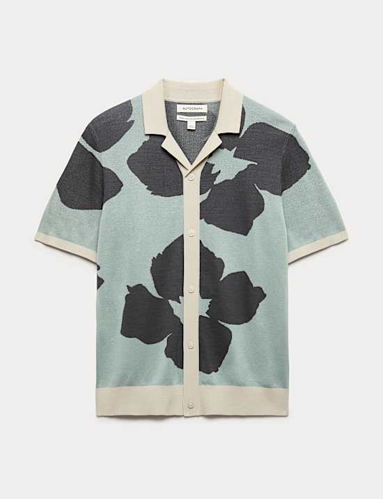 Pure Cotton Floral Button Through Polo