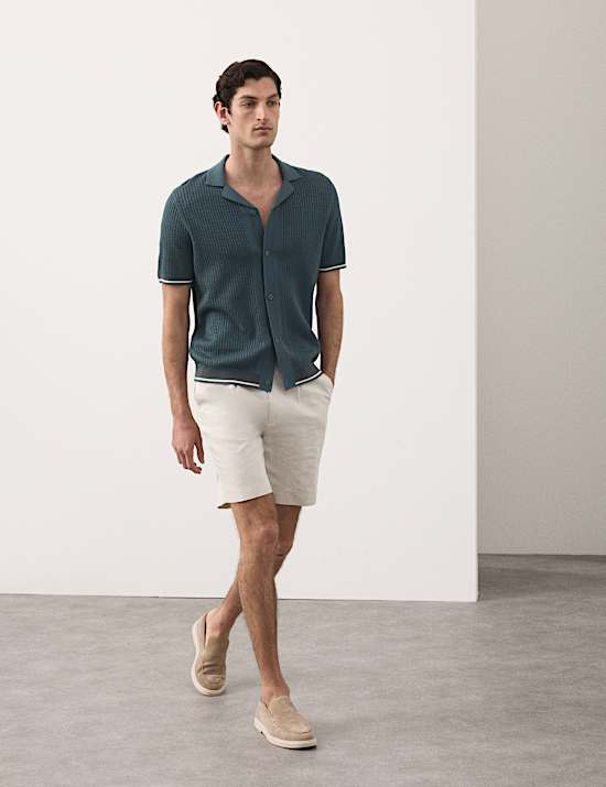 Tipped Button Through Revere Polo Shirt