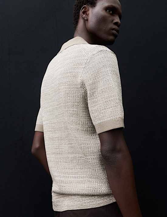 Pure Cotton Twisted Stitch Knitted Polo